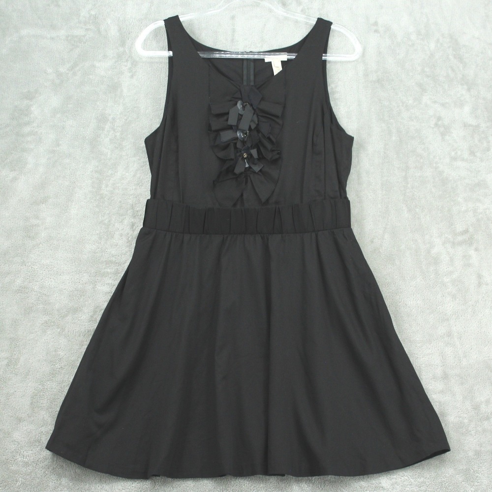 J‎ Crew Dress Women 12 Ruffle Sequin Fit & Flare Pockets Party LBD Evening Black